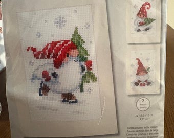 Cross Stitch Gnome greeting card kit
