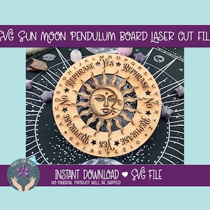 File SVG per taglio laser del pendolo celeste Sole Luna