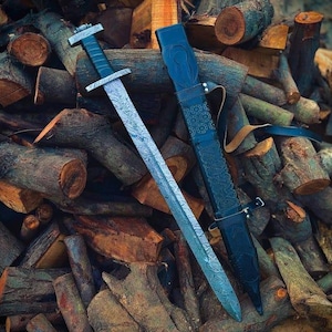 Hand Forged Custom Viking Sword: Norse Cosplay Sword with Scabbard