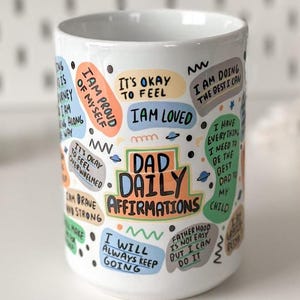 Caneca de café com afirmação diária para o pai, caneca para presente, melhor caneca de café para o pai de todos os tempos, presentes de dia dos pais para o pai, caneca positiva, presente de aniversário para o pai