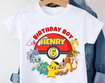 Pika Pika Birthday Shirt, Poke Party Theme, Birthday Squad Shirts,Poke Birthday Shirt, Monster Cartoon Movie Pika Shirt - D098
