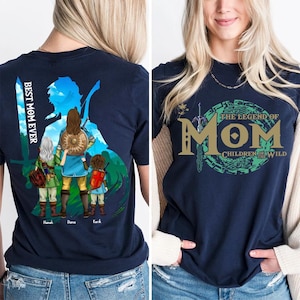 Zelda Gamer Mom T-Shirt, Legend of Mom Shirt, Muttertagsgeschenk, Benutzerdefinierte Kindernamen, Beste Mutter aller Zeiten Shirt, Fantasy Mama Shirt, Gamer Shirt