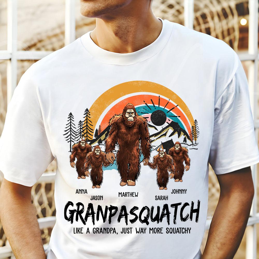 Papasquatch Like A Grandpa, Just Way More Squatchy - Personalized Vintage Shirt, Papasquatch Shirt, Dadsquatch Shirt, Bigfoot T-Shirts