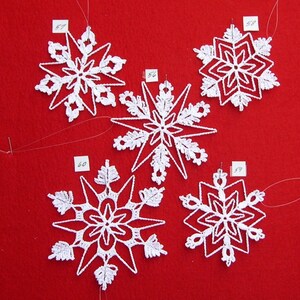 PDF Patterns for 5 Crocheted Snowflakes - set 12