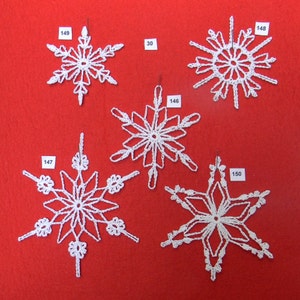 PDF Patterns for 5 Crocheted Snowflakes - set 30