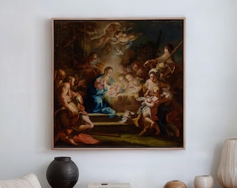The Adoration of the Shepherds Canvas, Sebastiano Conca Nativity Christian Wall Art