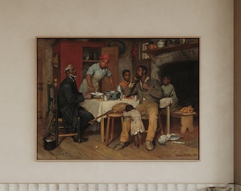 A Pastoral Visit Canvas, Richard Norris Brooke Black Family Large Wall Art, Vintage Painting