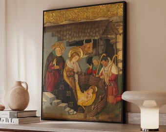 Jesus Nativity Canvas Wall Art, Religious  Scripture Home Decor,  Virgin Mary Baby Jesus, Christian Home Decor