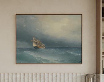 The Lifting Storm by Ivan Aivazovsky Canvas Wall Art, Stormy Sea Ship Nautical Decor