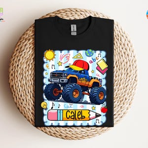 Custom Name Monster Truck Boys Tshirt, School Sweatshirt, Back to School Shirt, School Boy Gift, First Day Of School Gift Monster Truck Tee