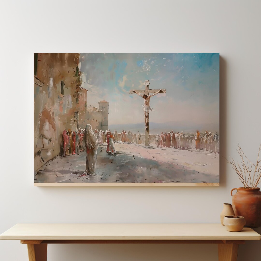 Crucifixion of Christ Canvas Wall Art, Jesus on the Cross, Christian ...