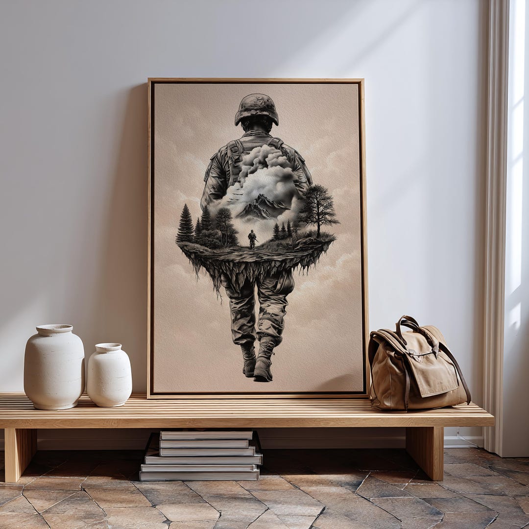 Abstract American Soldier Canvas Wall Art, Patriotic Wall Decor ...