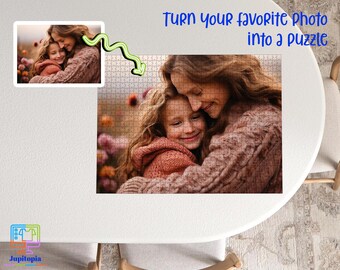 Custom Photo Portrait Jigsaw 300 500 1000 PiecesPuzzle,Mothers Day Gift,Birthday Mama Grandma Keepsake,Personalized Puzzles Gifts for Family