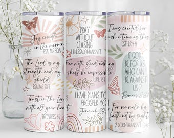 Christian Tumbler, 20 oz 30 oz Skinny Tumbler, Bible Verse Tumbler, Coffee Tumbler, Tumbler Cup, Faith Bible Scripture Verses Tumbler