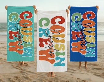 Personalized Cousin Crew Beach Towel, Custom Name Family Summer  Vacation Towel, Birthday Pool Party
