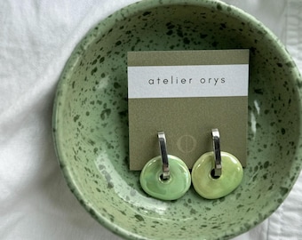Gold or silver earrings with green tassels, interchangeable rings, precious jewelry for women in stainless steel