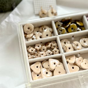 Set of two round ceramic donut beads for interchangeable hoops, your choice, tassel for hoop earrings