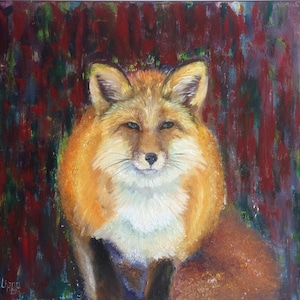Dipinto Volpe Rossa Animale Originale Decorazione da Parete Regalo fatto a mano