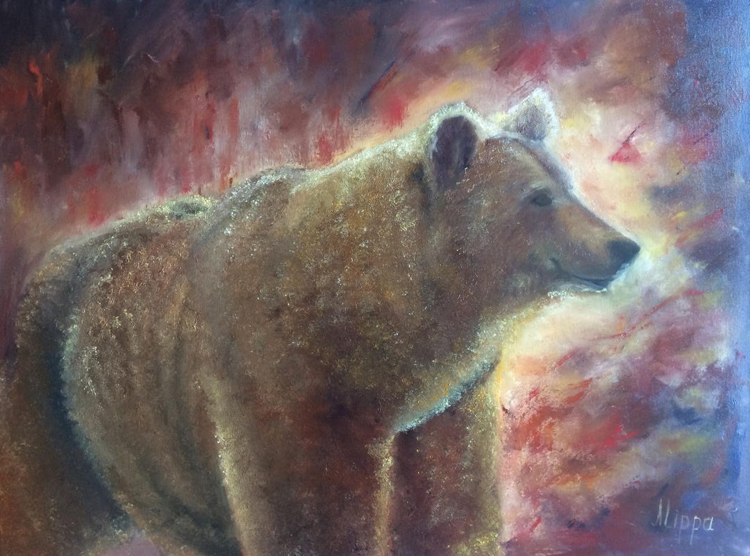 Bear Large Original Oil Painting | Handmade Animal Art 31 X 23 | Wall ...