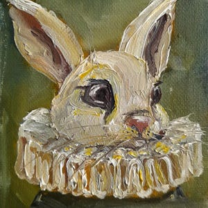 Rabbit oil painting / animal oil painting / small painting on canvas / rabbit art /cute rabbit painting  /gift for friends / gift for pets