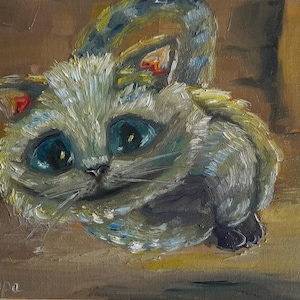 Pintura del gato de Cheshire Arte original Arte mural del gato de Cheshire Arte del gato de Alicia en el país de las maravillas Hecho a pedido