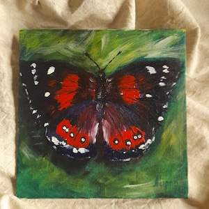 Pintura de mariposa, arte de regalo de mariposa, arte de mariposa roja, regalo de arte para el mejor amigo, pintura acrílica original de mariposa, regalo para su arte