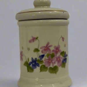 Vintage Fred Roberts & Co. Ceramic grandmacore cottagecore floral Lidd Canister