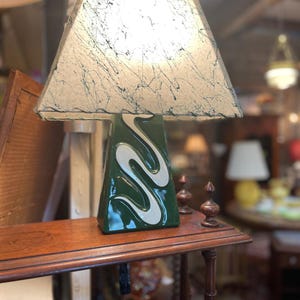 Vintage MCM Mid-Century Ceramic Table Lamp with Fiber Shade REWIRED