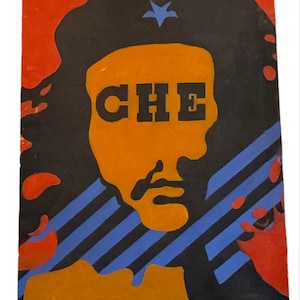 Vintage 1970’s stylized original painting of Che Guevara Cuban Revolution