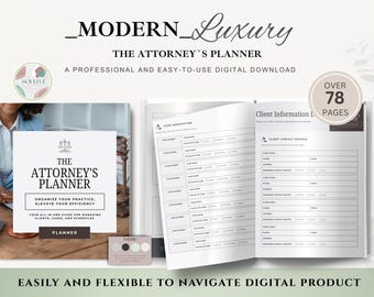 Attorney Planner PDF | Law Office Organizer | Case & Client Tracker | Legal Practice Planner | Printable PDF | Lawyer Schedule | Download
