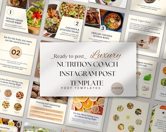 Nutrition Coach Instagram Post Templates | Canva Wellness Templates | Editable Social Media Kit for Health Coaches & Dietitians