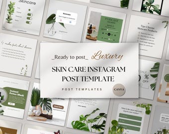Skincare Instagram Post Templates | Canva Editable Beauty Templates | Aesthetic Social Media Kit for Estheticians & Skincare Brands