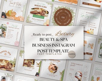 Beauty and Spa Instagram Post Templates | Canva Editable Social Media Kit | Esthetician & Salon Marketing Templates | Spa Post Pack