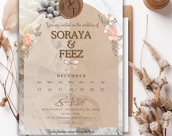 Aesthetic Wedding Invitation – Minimal Editable Template – Modern Printable Invite – Digital Canva Download