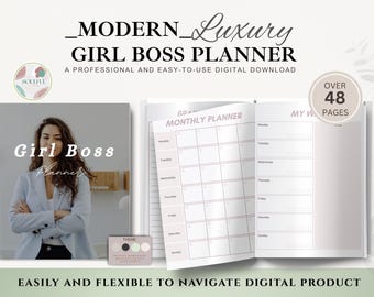 Girl Boss Planner PDF | Business & Goal Planner | Female Entrepreneur Organizer | Productivity Journal | Digital Download | Boss Babe Kit