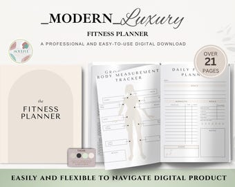 Fitness Planner PDF | Workout & Meal Tracker | Health Journal Printable | Wellness Log | Digital Planner | Weight Loss Tracker | Download