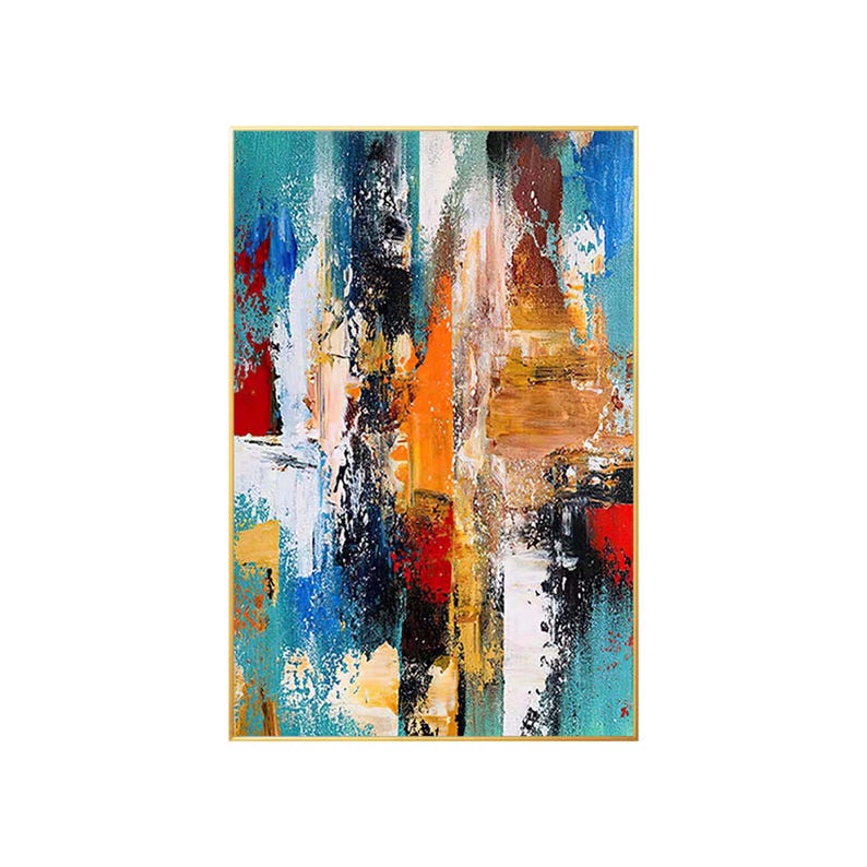 Blue Brown Textured Wall Art - Colorful Vertical Abstract Painting ...