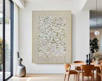 テクスチャベージュの絵画：大きな抽象的なワビサビジャパンディウォールアート