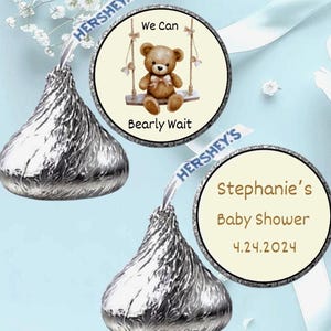We Can Bearly Wait Personalized Hershey Stickers, Hershey Kisses Sticker