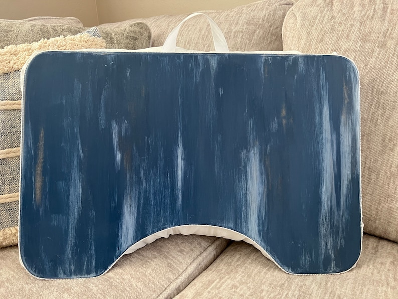 Large Coastal Blue Birchwood Lap Desk with Right Side Pocket image 3