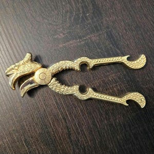 Vintage Brass Parrot Nutcracker – Swiss Made, Tropical Barware, Bird Shaped Mid Century Tool Ornate Handles