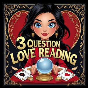 3 QUESTION LOVE READING, Psychic, Tarot & Oracle Insights, Same Day Delivery, Clairvoyant Relationship Guidance