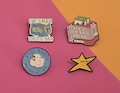 Funny Enamel Pins - Let's Get This Bread, Your did it star, Live Laugh Toaster Bath, Silly Goose Association