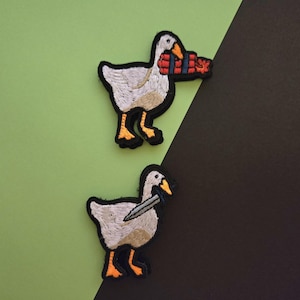Goose With TNT/Dagger Embroidered Velcro Patch, sew on patch, funny patch, funny, patches, silly goose, silly, for backpacks, for jackets