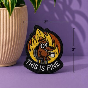 This is Fine Meme Embroidered Patch, Funny Dog Hook & Loop Patch image 2