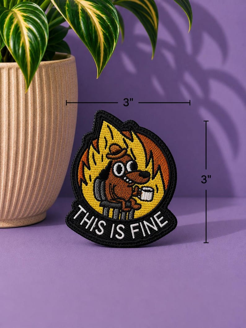 This is Fine Meme Embroidered Patch, Funny Dog Hook & Loop Patch image 2