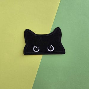Black Cat Eyes Embroidered Iron On Patch, cat patch, funny patch, cute, kitty, cat, for backpacks, for jackets