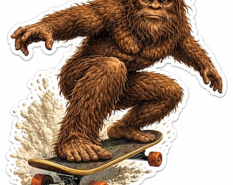 Bigfoot Skateboarding Sticker | Funny Sasquatch Vinyl Decal