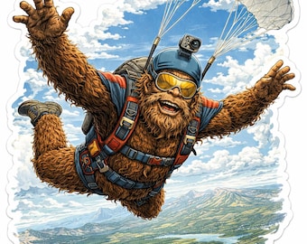 Bigfoot Skydiving Sticker – 3” Waterproof Vinyl Sasquatch Decal