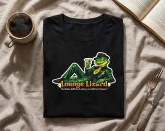 Lounge Lizard tee | Relaxing Lizard Character T-Shirt, Retro Cocktail Illustration